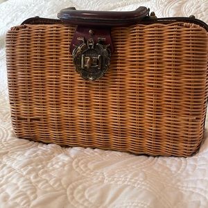 Vintage Etienne Aigner Wicker Basket Purse.
